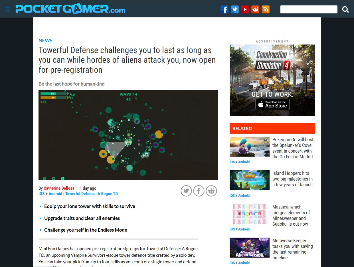 Towerful Defense: A Rogue TD got covered by PocketGamer